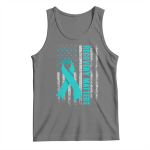 Recovery Matter Sobriety Anniversary Sober AA NA Tank Top Vintage American Flag TS11 Black Heather Print Your Wear