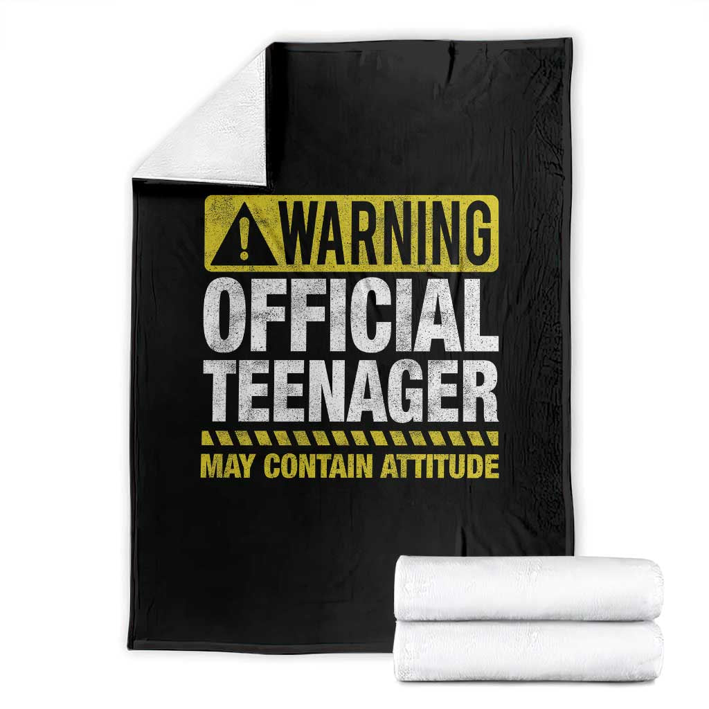 13th Birthday Throw Blanket Warning Official Teenager May Contain Attitude Funny 13 Years Old TS11 Black Print Your Wear