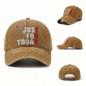 Just For Today Washed Cotton Baseball Cap Sobriety Anniversary Sober AA NA Recovery TS11 Washed Cap Universal Fit Yellow Ochre Print Your Wear