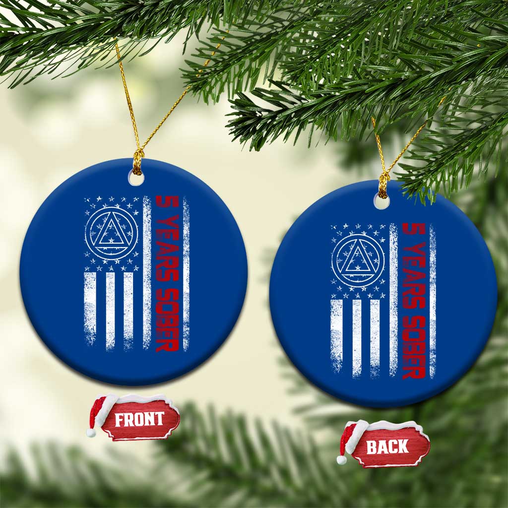 5 Years Sober Ceramic Ornament 5 Years Sobriety Anniversary Vintage American Flag TS11 1pc Blue Print Your Wear