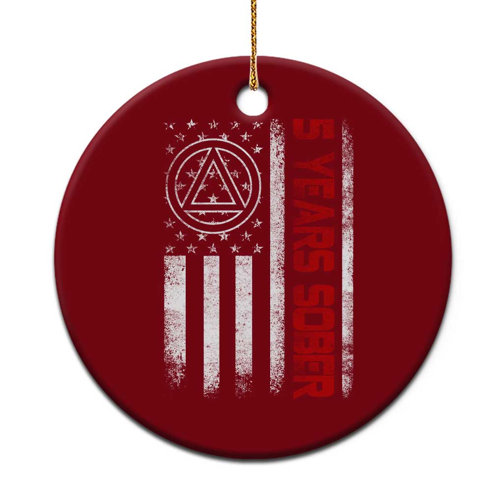 5 Years Sober Ceramic Ornament 5 Years Sobriety Anniversary Vintage American Flag TS11 1pc Red Print Your Wear