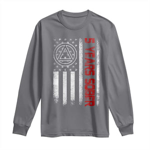 5 Years Sober Long Sleeve Shirt 5 Years Sobriety Anniversary Vintage American Flag TS11 Charcoal Print Your Wear
