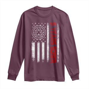 5 Years Sober Long Sleeve Shirt 5 Years Sobriety Anniversary Vintage American Flag TS11 Maroon Print Your Wear