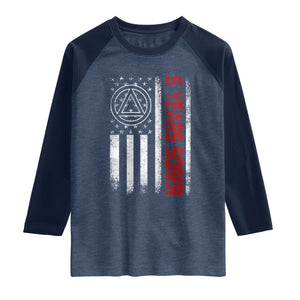 5 Years Sober Raglan Shirt 5 Years Sobriety Anniversary Vintage American Flag TS11 Heather Denim Navy Print Your Wear