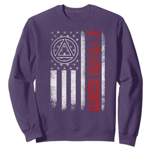 5 Years Sober Sweatshirt 5 Years Sobriety Anniversary Vintage American Flag TS11 Purple Print Your Wear