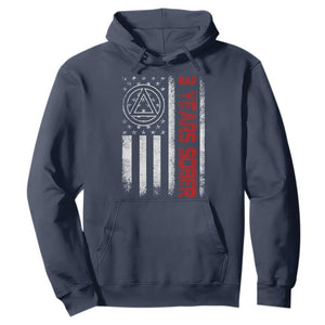 3 Years Sober Hoodie 3 Years Sobriety Anniversary Vintage American Flag TS11 Navy Print Your Wear