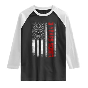 3 Years Sober Raglan Shirt 3 Years Sobriety Anniversary Vintage American Flag TS11 Black White Print Your Wear