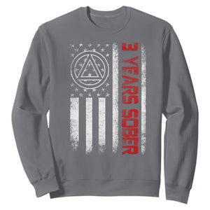 3 Years Sober Sweatshirt 3 Years Sobriety Anniversary Vintage American Flag TS11 Charcoal Print Your Wear