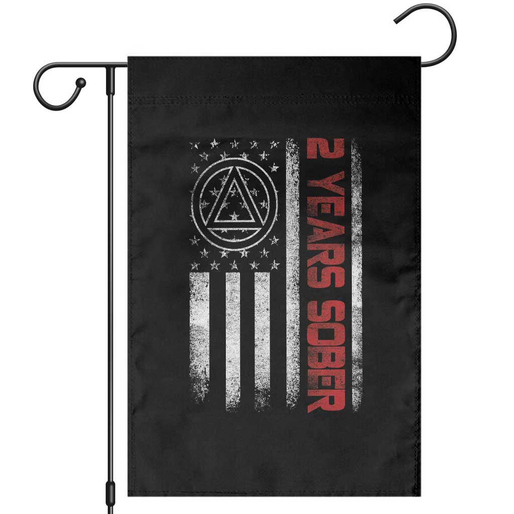 2 Years Sober Garden Flag 2 Years Sobriety Anniversary Vintage American Flag TS11 Black Print Your Wear