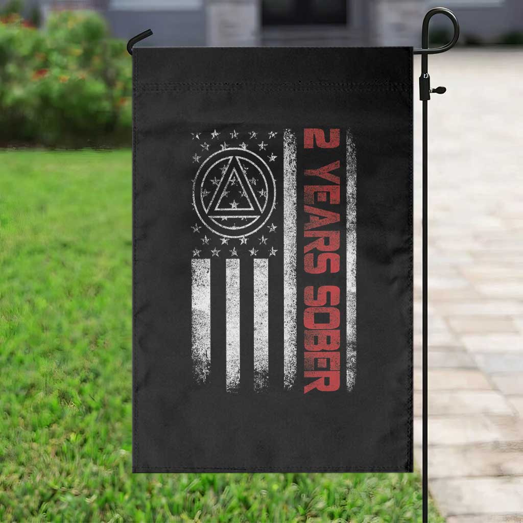 2 Years Sober Garden Flag 2 Years Sobriety Anniversary Vintage American Flag TS11 Print Your Wear