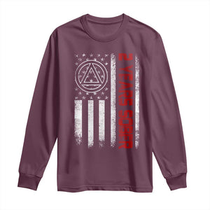 2 Years Sober Long Sleeve Shirt 2 Years Sobriety Anniversary Vintage American Flag TS11 Maroon Print Your Wear