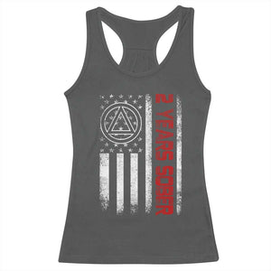 2 Years Sober Racerback Tank Top 2 Years Sobriety Anniversary Vintage American Flag TS11 Dark Heather Print Your Wear