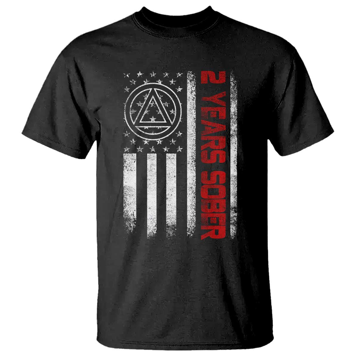 2 Years Sober T Shirt 2 Years Sobriety Anniversary Vintage American Flag TS11 Black Print Your Wear