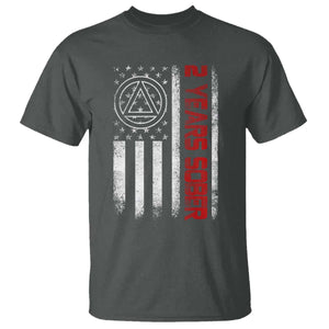 2 Years Sober T Shirt 2 Years Sobriety Anniversary Vintage American Flag TS11 Dark Heather Print Your Wear