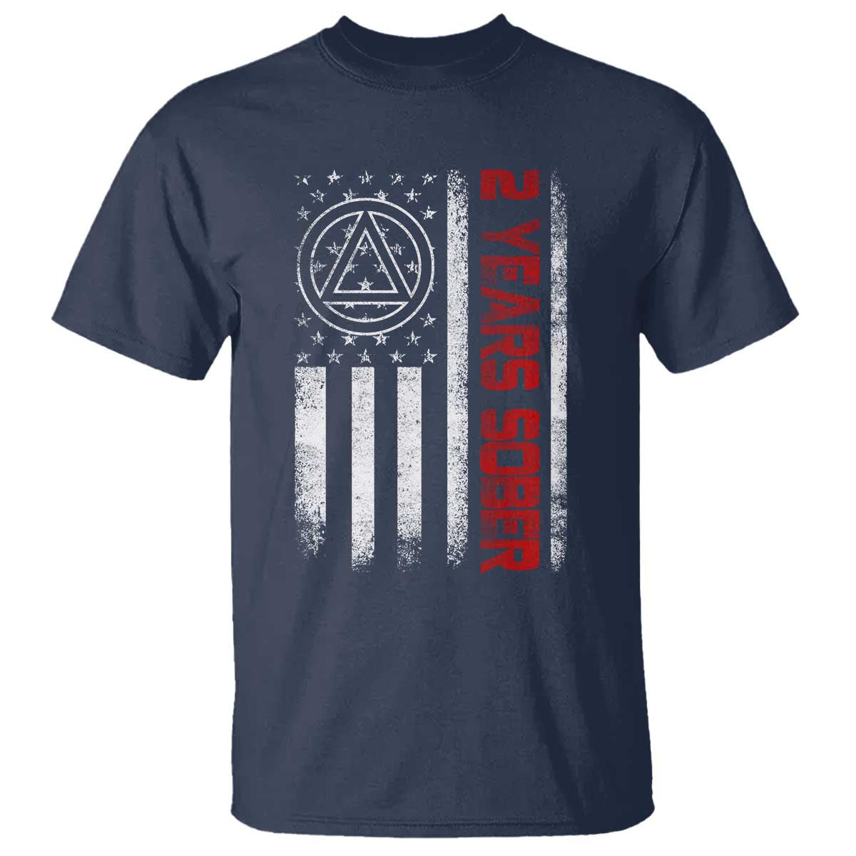 2 Years Sober T Shirt 2 Years Sobriety Anniversary Vintage American Flag TS11 Navy Print Your Wear