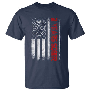 2 Years Sober T Shirt 2 Years Sobriety Anniversary Vintage American Flag TS11 Navy Print Your Wear