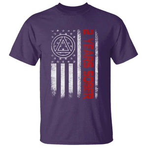 2 Years Sober T Shirt 2 Years Sobriety Anniversary Vintage American Flag TS11 Purple Print Your Wear