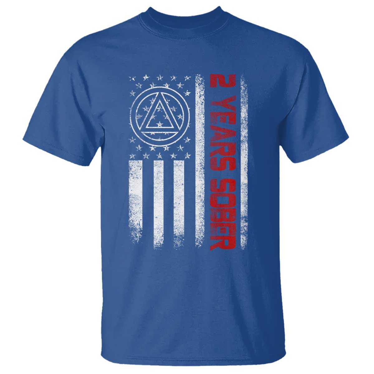 2 Years Sober T Shirt 2 Years Sobriety Anniversary Vintage American Flag TS11 Royal Blue Print Your Wear