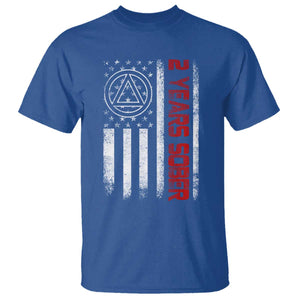 2 Years Sober T Shirt 2 Years Sobriety Anniversary Vintage American Flag TS11 Royal Blue Print Your Wear