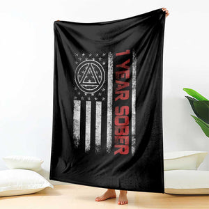 1 Year Sober Throw Blanket 1 Year Sobriety Anniversary Vintage American Flag TS11 Print Your Wear