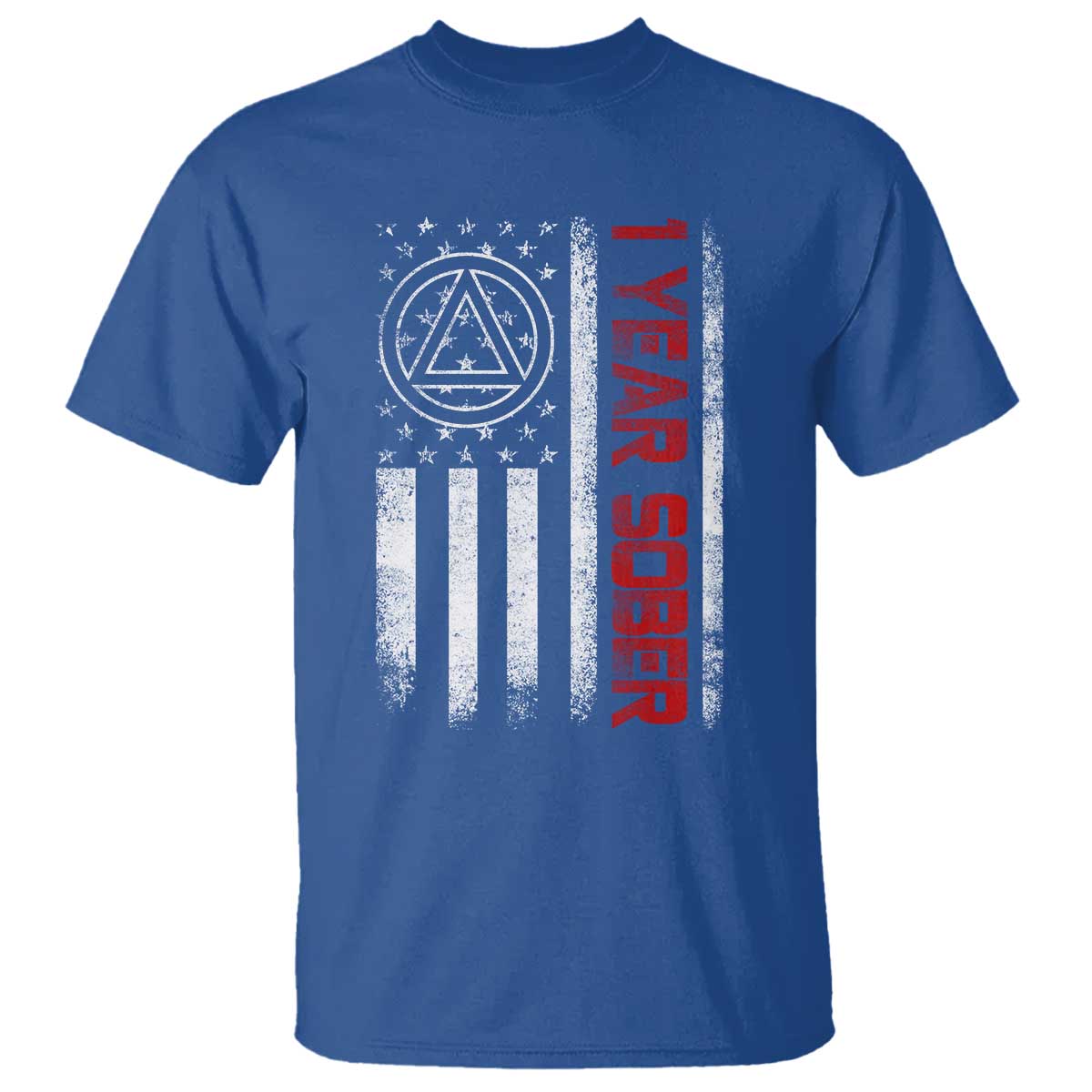 1 Year Sober T Shirt 1 Year Sobriety Anniversary Vintage American Flag TS11 Royal Blue Print Your Wear