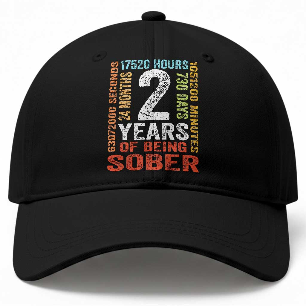 2 Years Of Being Sober Baseball Cap 2 Years Sobriety Anniversary Addiction Recovery TS11 Print Your Wear