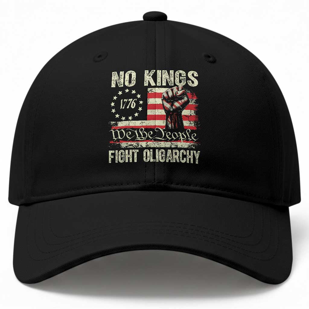 Funny No Kings Fight Oligarchy Baseball Cap Betsy Ross Flag Hand Fist TS11 Print Your Wear