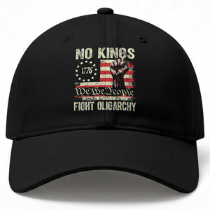 Funny No Kings Fight Oligarchy Baseball Cap Betsy Ross Flag Hand Fist TS11 Print Your Wear