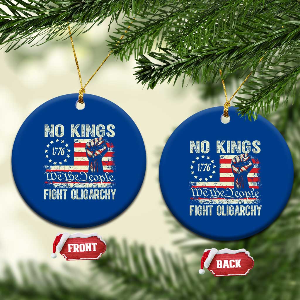 Funny No Kings Fight Oligarchy Ceramic Ornament Betsy Ross Flag Hand Fist TS11 1pc Blue Print Your Wear