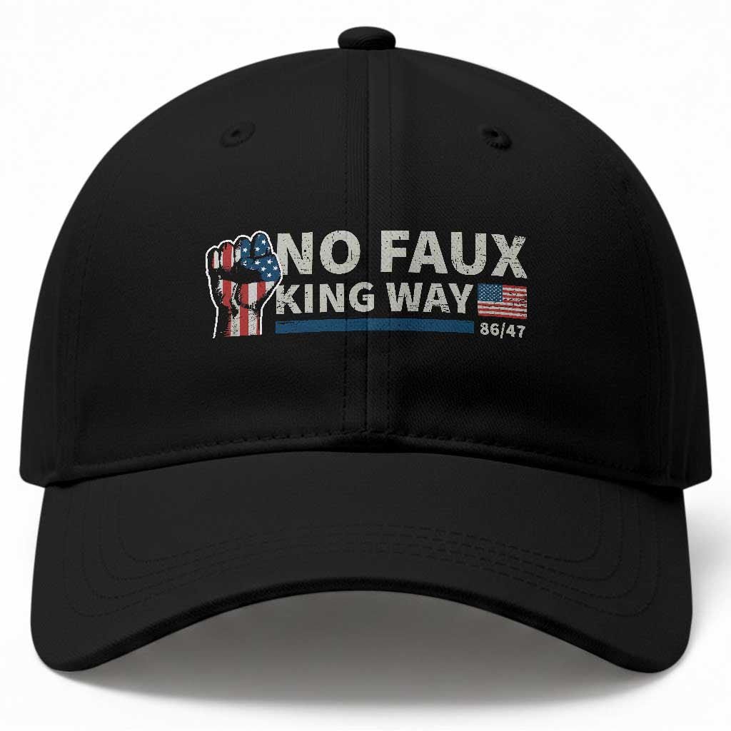 Funny No Faux King Way 8647 Baseball Cap Vintage American Flag TS11 Print Your Wear