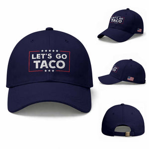 Funny Let's Go Taco Baseball Cap Vintage Star Stripes TS11 Baseball Cap Universal Fit Dark Blue Print Your Wear