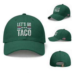Funny Let's Go Taco Always Chickens Out Baseball Cap Vintage Star Stripes TS11 Baseball Cap Universal Fit Irish Green Print Your Wear