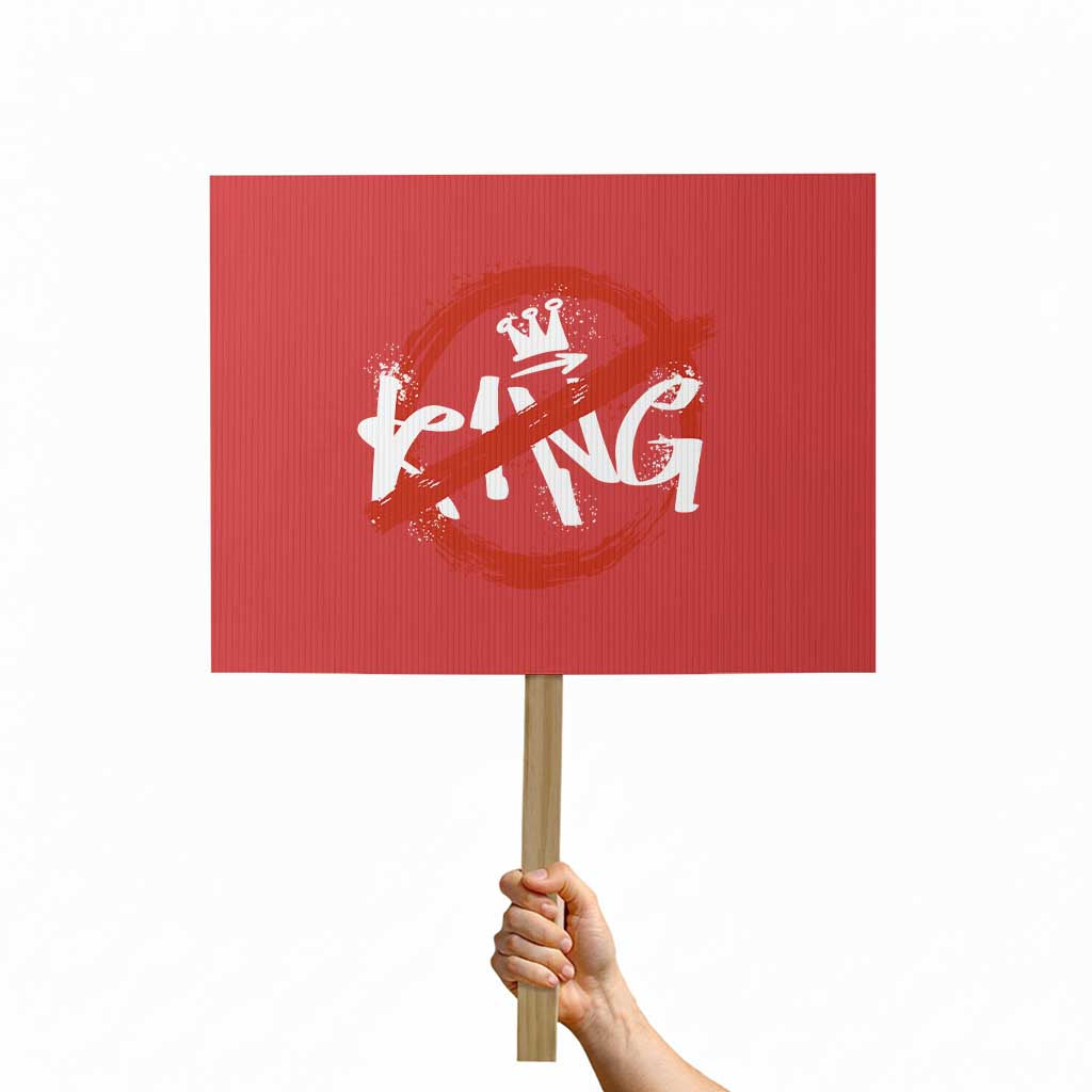 Funny No King Graffiti Style Crown Protest Sign TS11 Horizontal 18