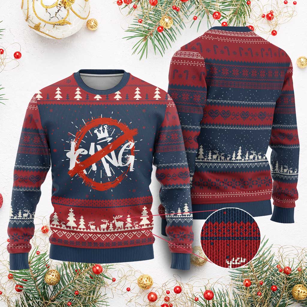 Funny No King Graffiti Style Crown Knit Sweatshirt TS11 Burgundy Print Your Wear