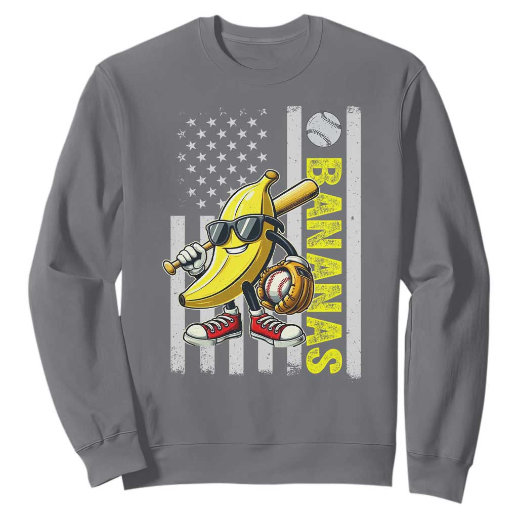 Funny Bananas Lover Baseball Vintage American Flag Sweatshirt TS11 Charcoal Print Your Wear