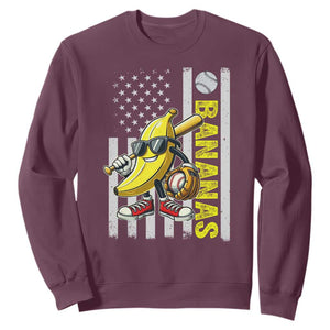 Funny Bananas Lover Baseball Vintage American Flag Sweatshirt TS11 Maroon Print Your Wear