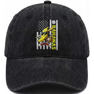 Funny Bananas Lover Baseball Vintage American Flag Washed Cotton Baseball Cap TS11 Washed Cap Universal Fit Black Print Your Wear