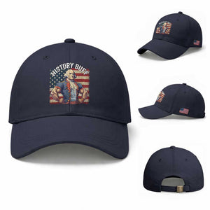 Funny George Washington Weightlifting History Buff Baseball Cap 4th of July Patriotic TS11 Baseball Cap Universal Fit Navy Print Your Wear