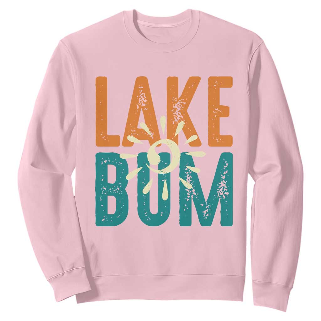 Funny Lake Bum Summer Vacation Sweatshirt Lake Life Sun Light TS11 Light Pink Print Your Wear