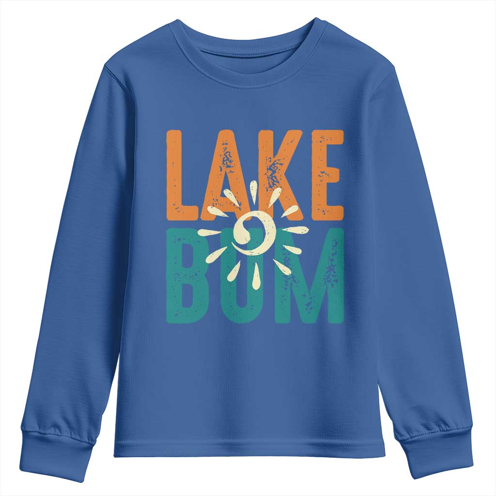 Funny Lake Bum Summer Vacation Youth Sweatshirt Lake Life Sun Light TS11 Royal Blue Print Your Wear