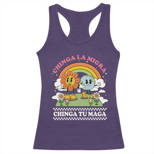 Chinga La Migra Chinga Tu Maga Racerback Tank Top Immigration Rights TS11 Purple Print Your Wear
