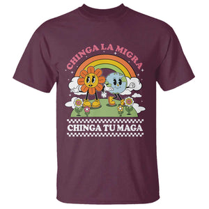 Chinga La Migra Chinga Tu Maga T Shirt - Immigration Rights Protest Graphic Tee TS11 Maroon Print Your Wear