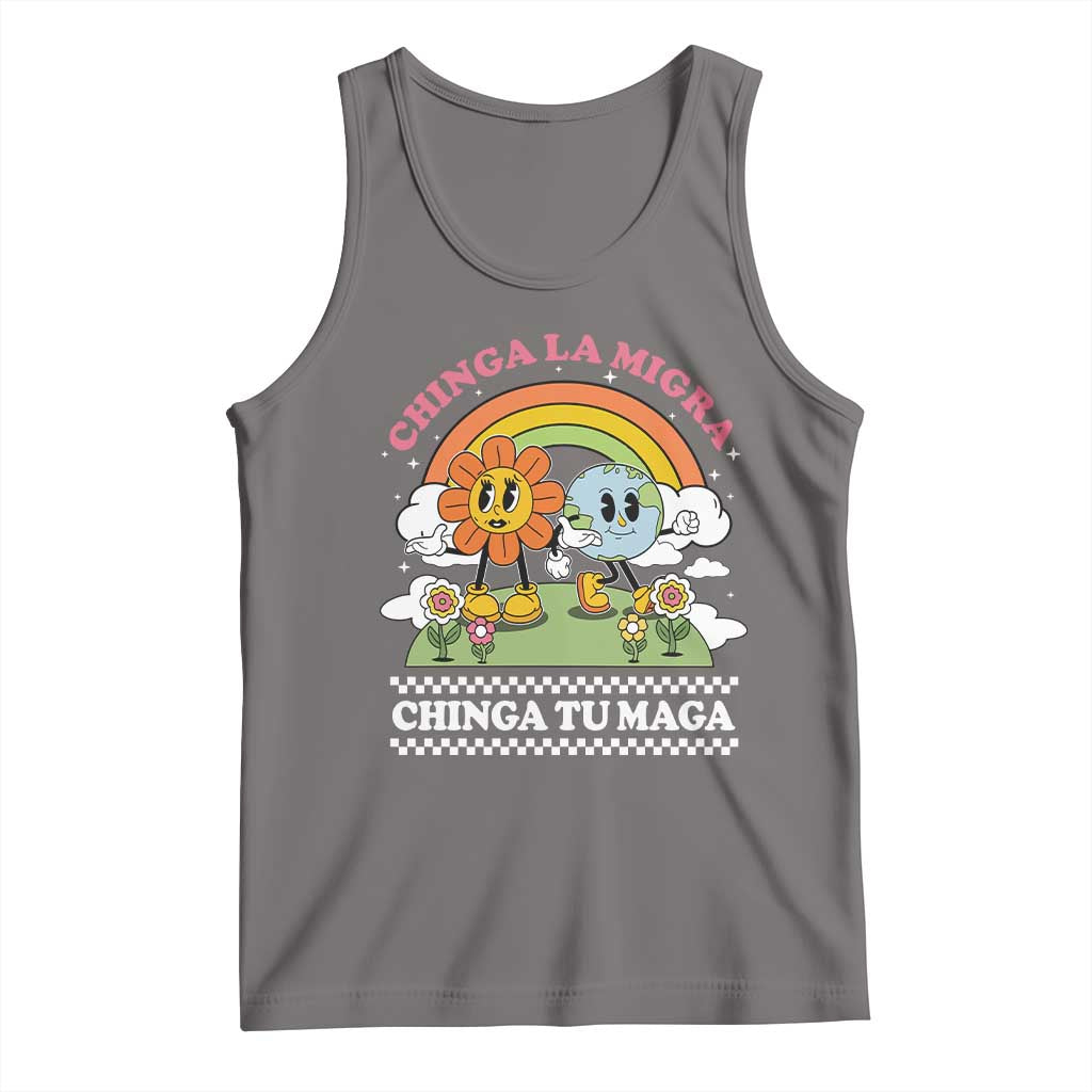 Chinga La Migra Chinga Tu Maga Tank Top Immigration Rights TS11 Deep Heather Print Your Wear
