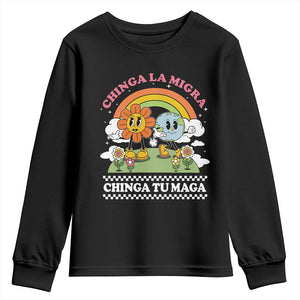 Chinga La Migra Chinga Tu Maga Youth Sweatshirt Immigration Rights TS11 Black Print Your Wear