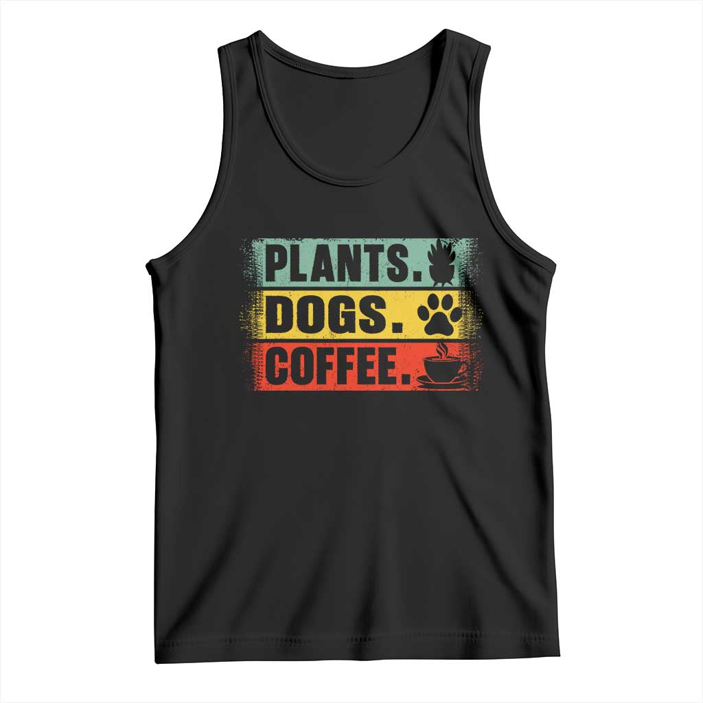 Plants Dogs Coffee Tank Top Retro Gardening And Dog Lover TS11 Black Print Your Wear