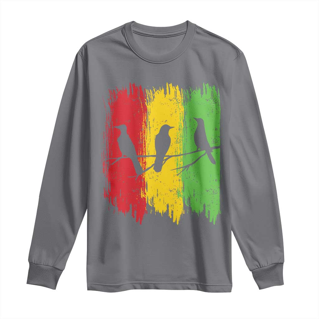 Three Birds Rasta Jamaica Reggae Music Long Sleeve Shirt TS11 Charcoal Print Your Wear