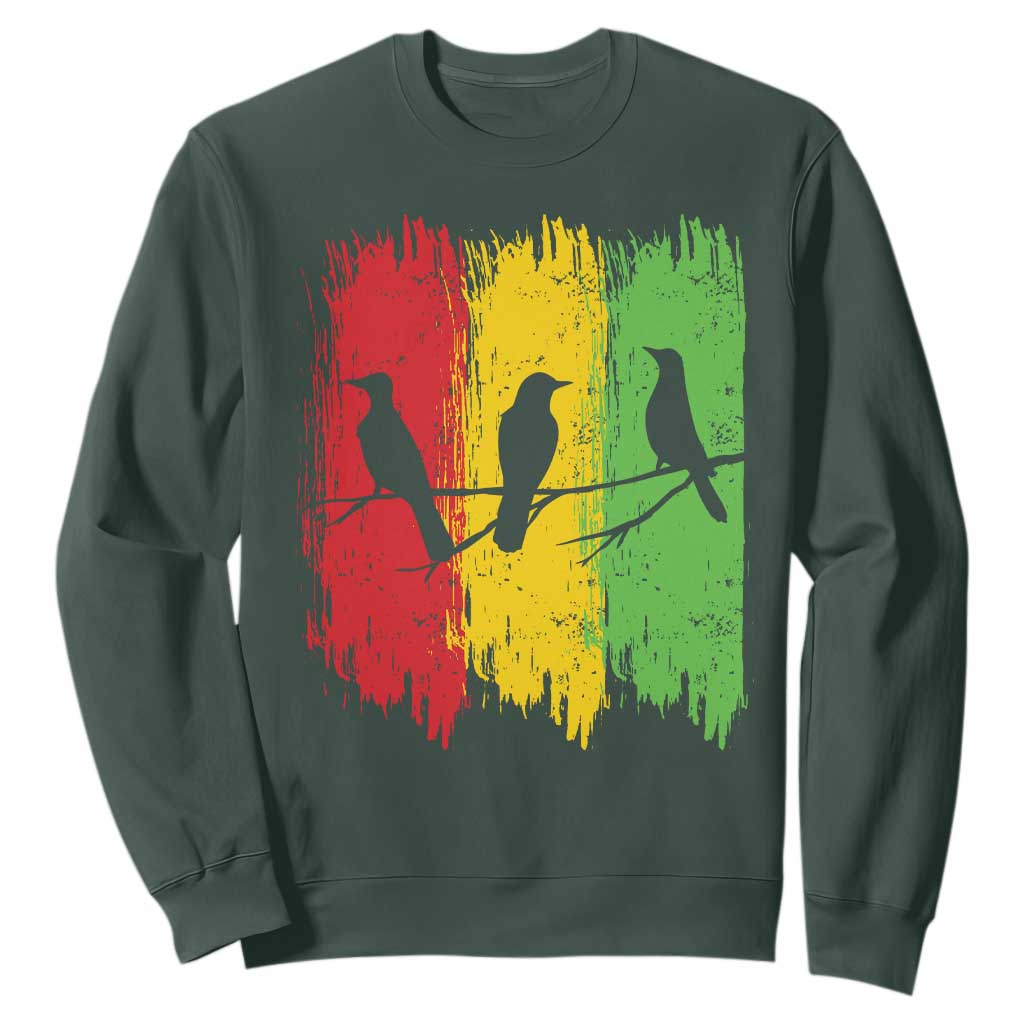Three Birds Rasta Jamaica Reggae Music Sweatshirt TS11 Dark Forest Green Print Your Wear