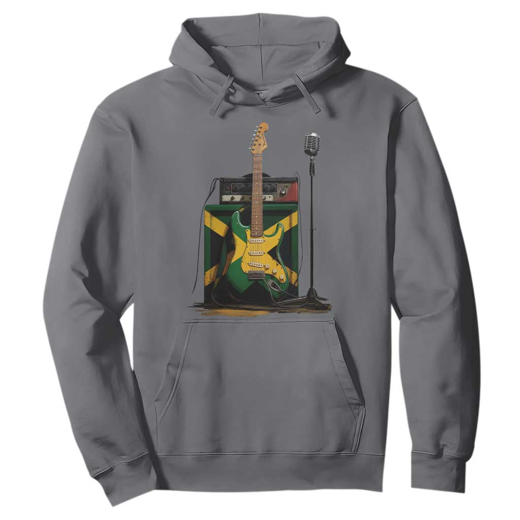 Reggae Guitar Jamaican Flag Amp Microphone Music Lover Hoodie TS11 Charcoal Print Your Wear