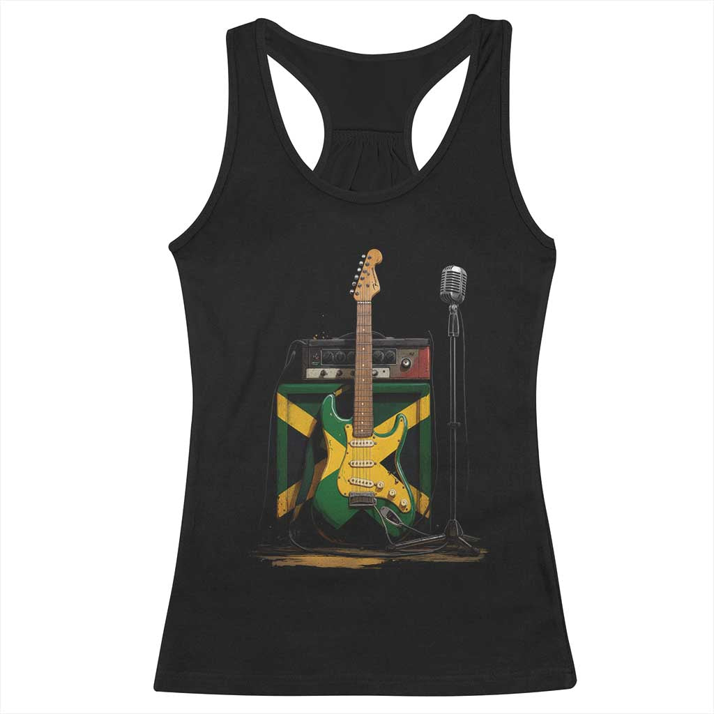 Reggae Guitar Jamaican Flag Amp Microphone Music Lover Racerback Tank Top TS11 Black Print Your Wear