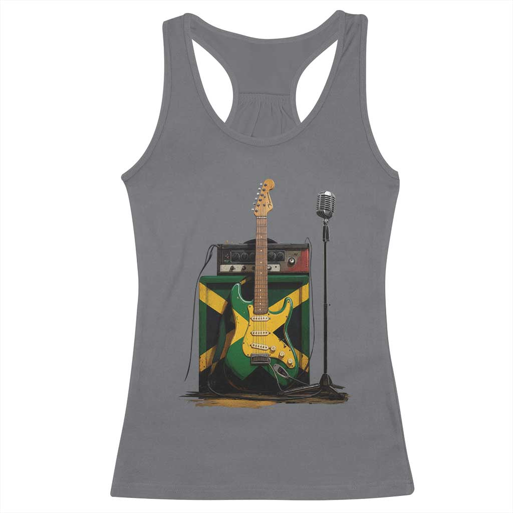 Reggae Guitar Jamaican Flag Amp Microphone Music Lover Racerback Tank Top TS11 Charcoal Print Your Wear
